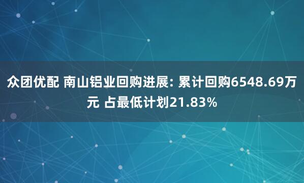 众团优配 南山铝业回购进展: 累计回购6548.69万元 占最低计划21.83%