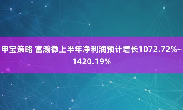 申宝策略 富瀚微上半年净利润预计增长1072.72%~1420.19%
