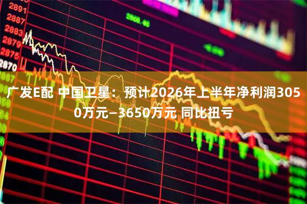 广发E配 中国卫星：预计2026年上半年净利润3050万元—3650万元 同比扭亏